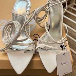 Bershka white lace up heels